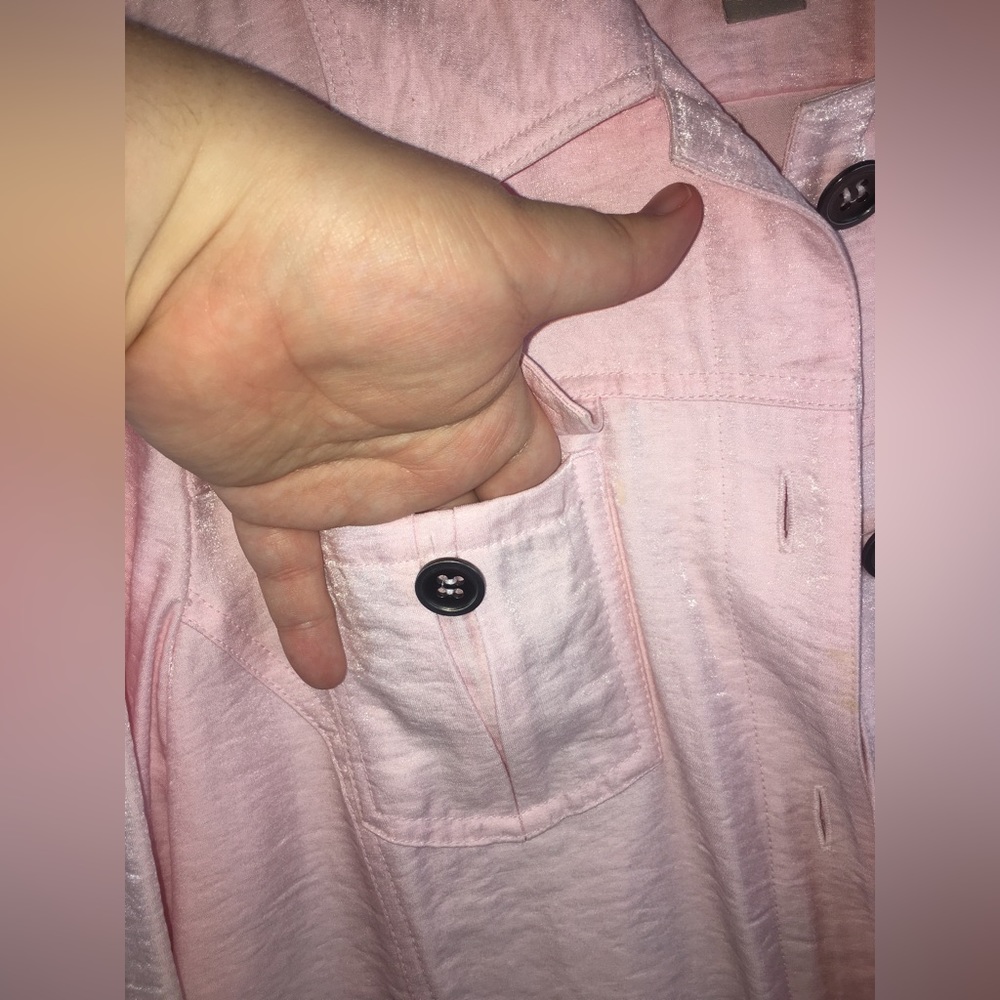 Chico’s | Women’s Pale Pink Shimmer Button Down Jacket - Picture 9 of 13